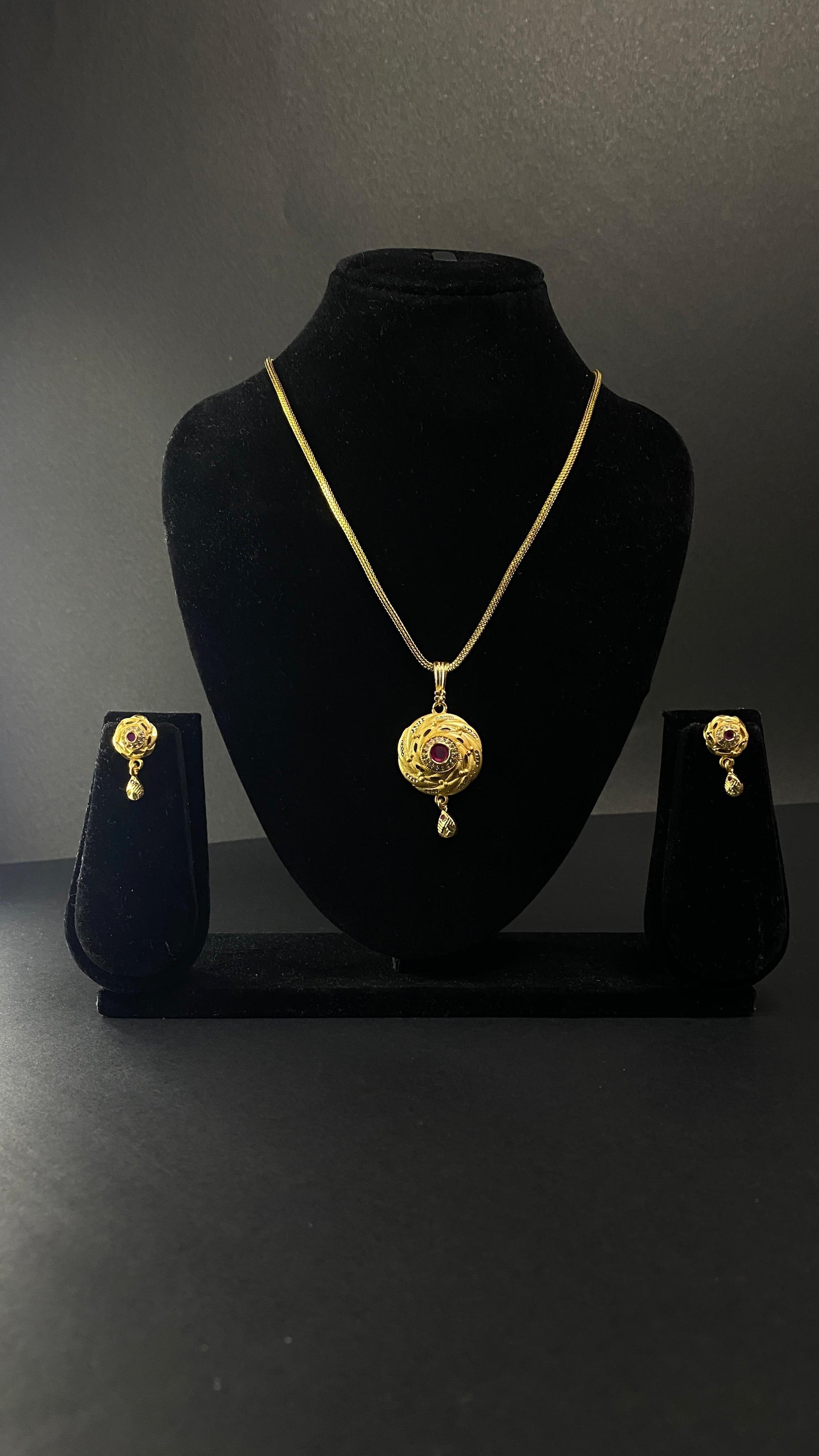 gold plated 1 gram gold pendant set