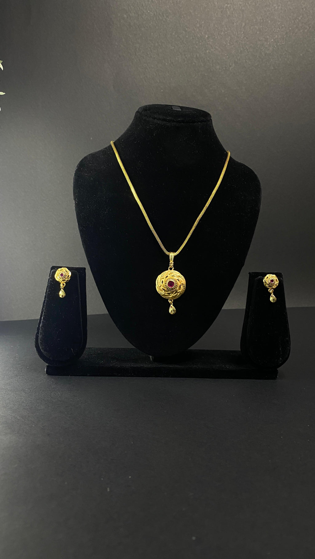 gold plated 1 gram gold pendant set