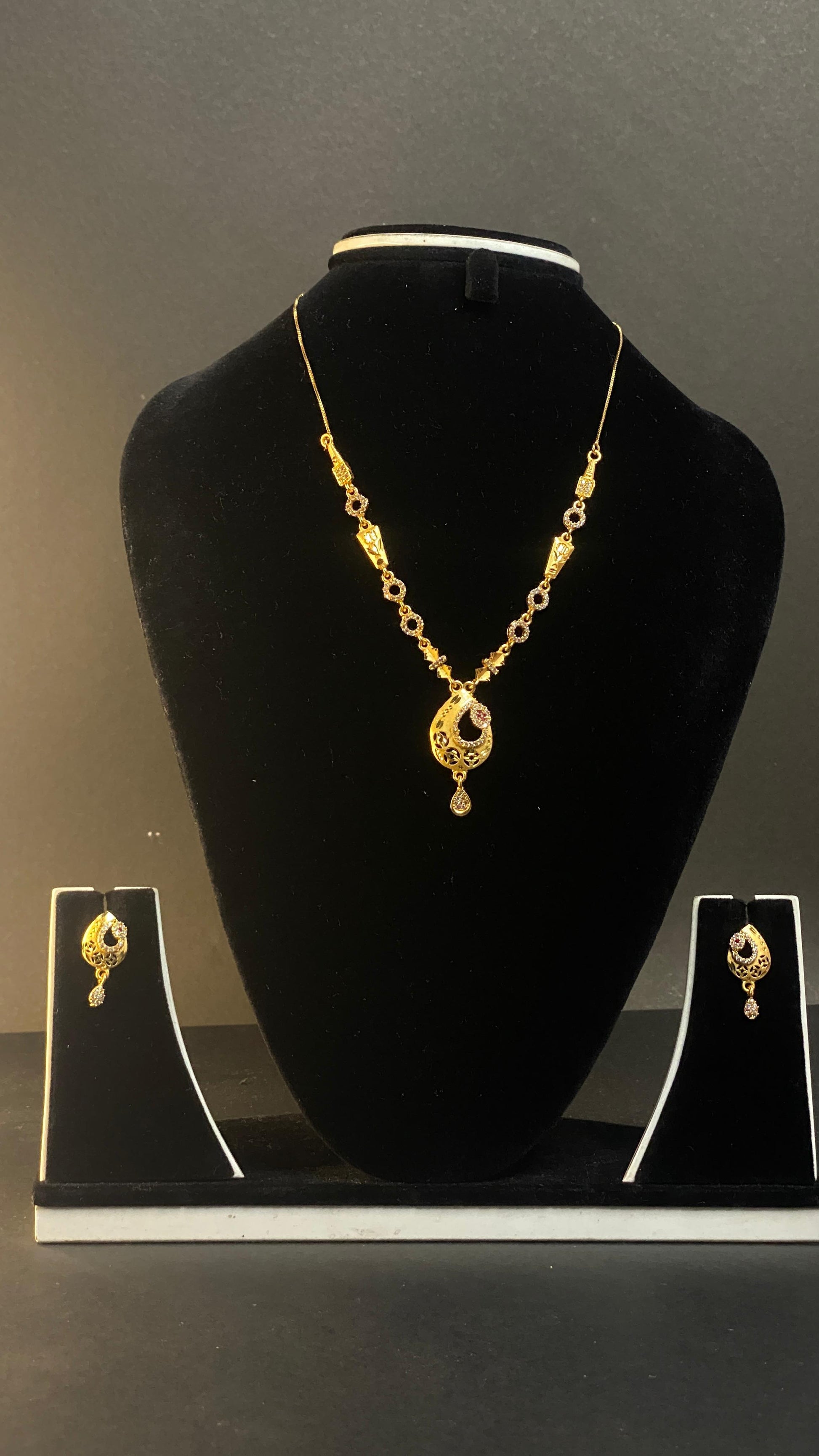 gold plated 1 gram gold necklace set