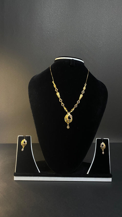 gold plated 1 gram gold necklace set