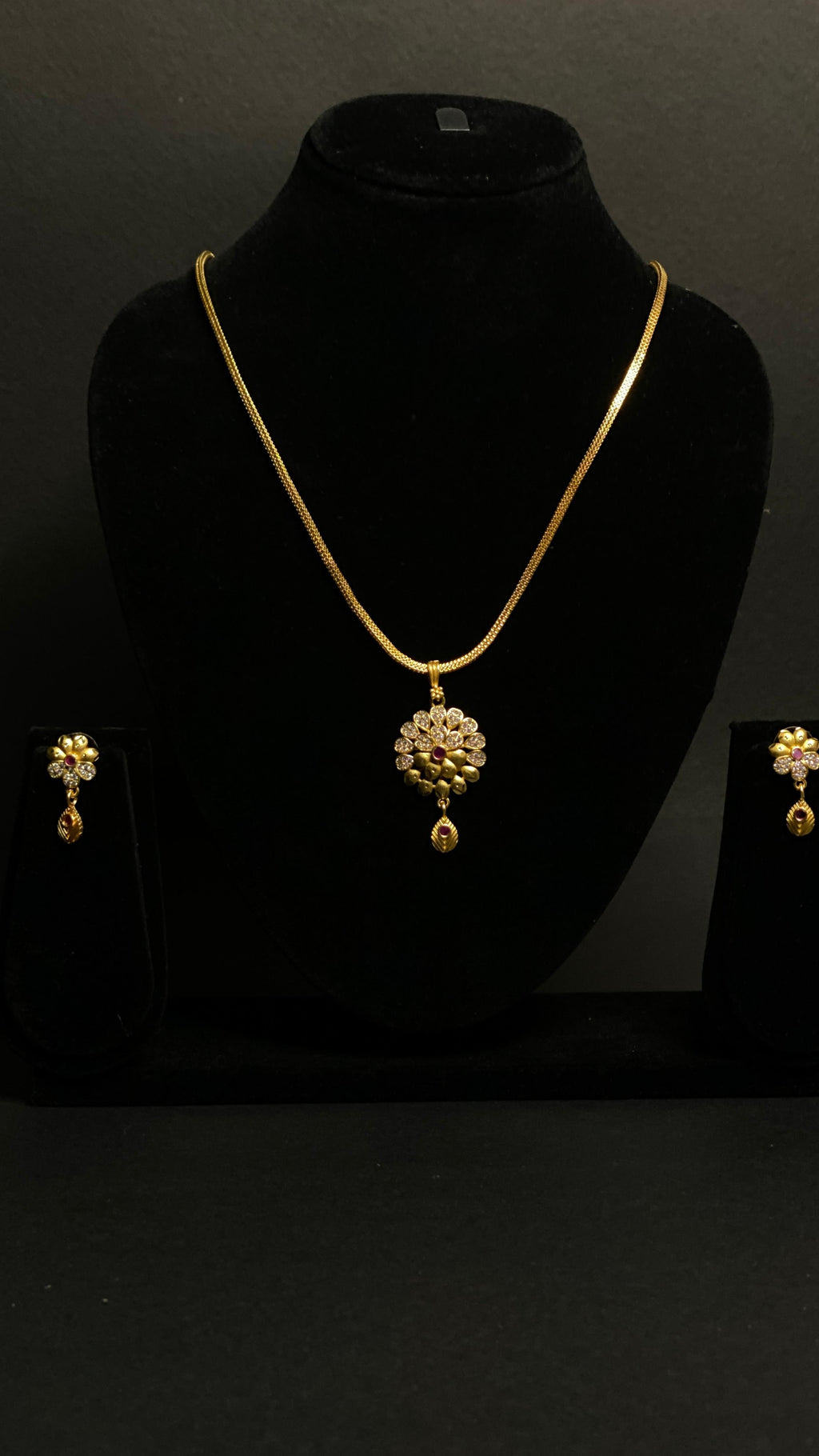 gold plated 1 gram gold pendant set