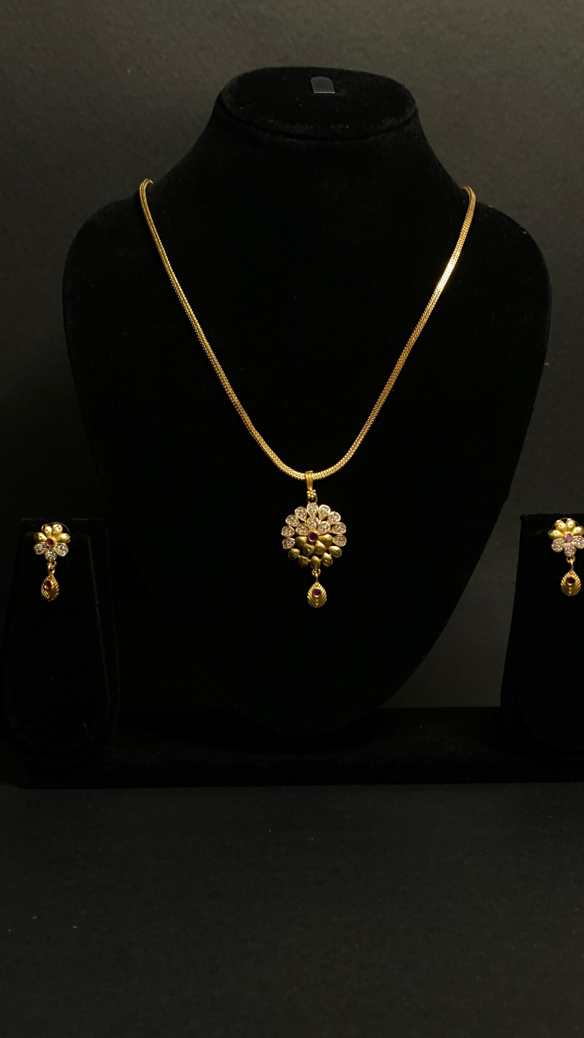 gold plated 1 gram gold pendant set