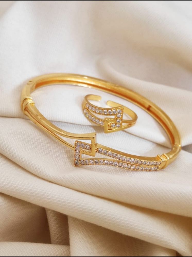 premium A.D MICRO GOLD adjustable bracelet with ring