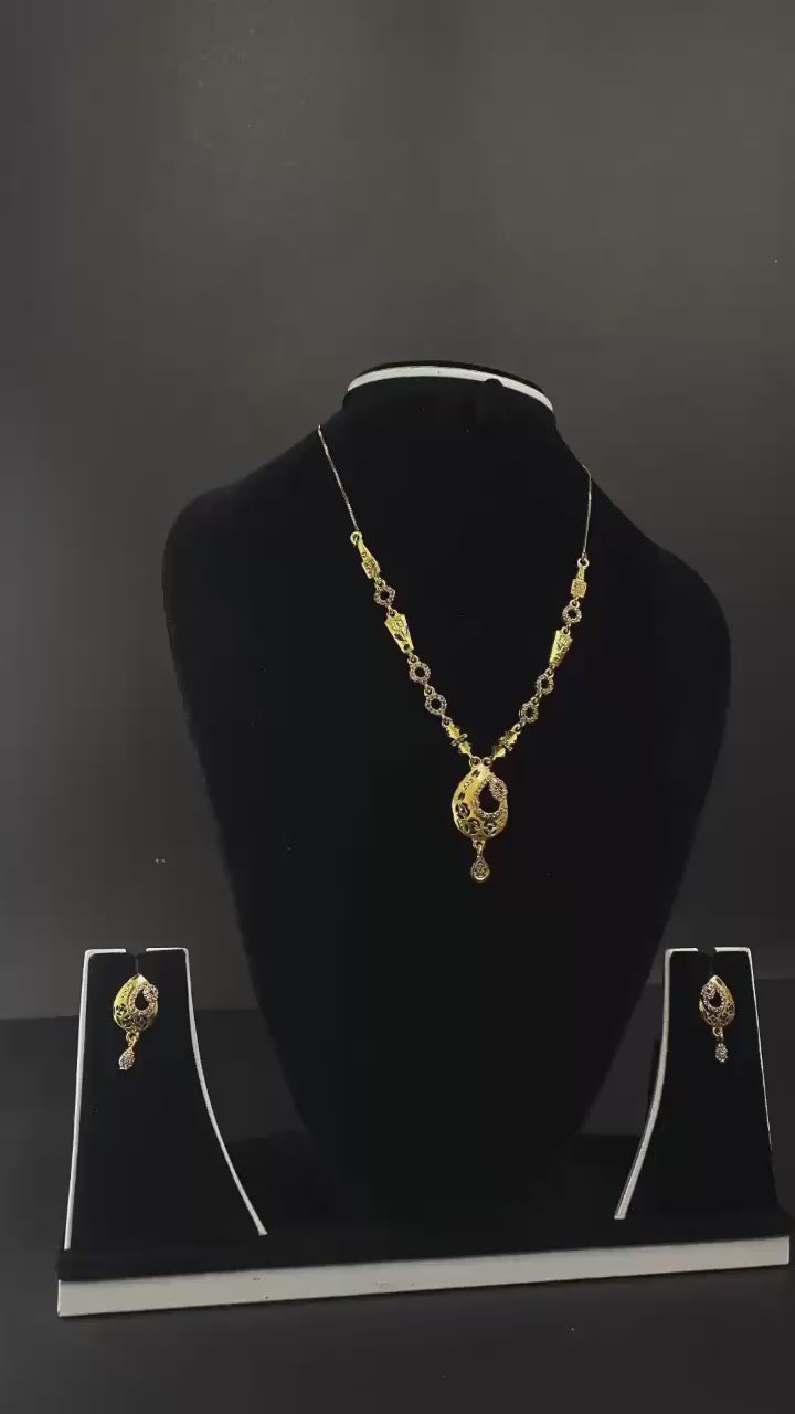gold plated 1 gram gold necklace set