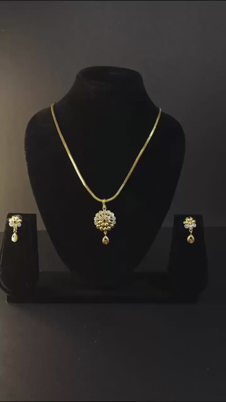 gold plated 1 gram gold pendant set